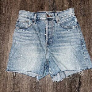 Express High Rise Cut Off Jean Shorts Womens Size 2 Button Fly Denim